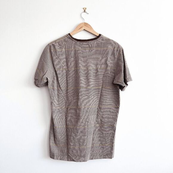 O' Neill Mens Casual T Shirt Short Sleeve Stripes Chest Pocket Brown Large - Picture 2 of 6